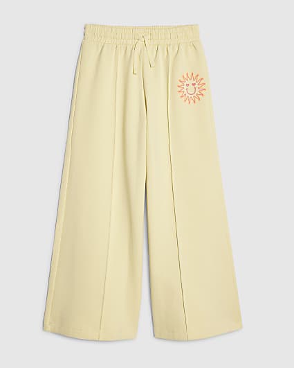 Girls Yellow Wide Leg Joggers