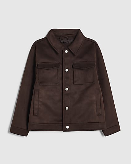 Boys Brown Faux Suede Western Jacket