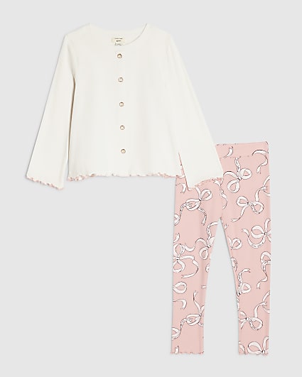 Mini Girls White Swing Cardigan Set