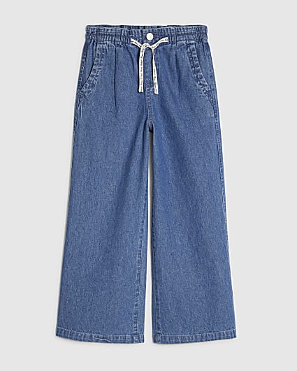 Girls Blue Wide Leg Jeans