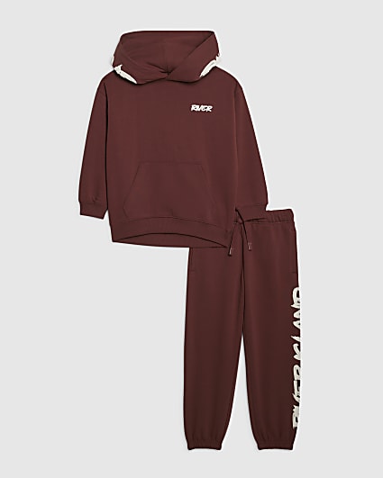 Boys Brown RI Branded Hoodie Set