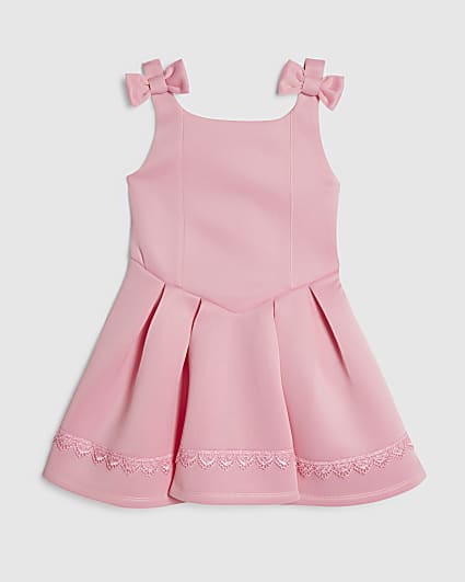 Mini Girls Pink Bow Premium Dress