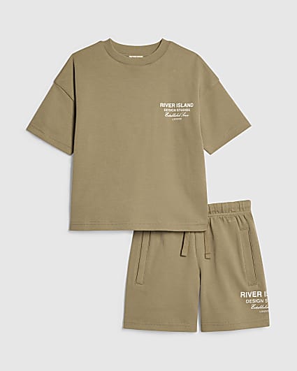 Mini Boys Green RI T-Shirt Set