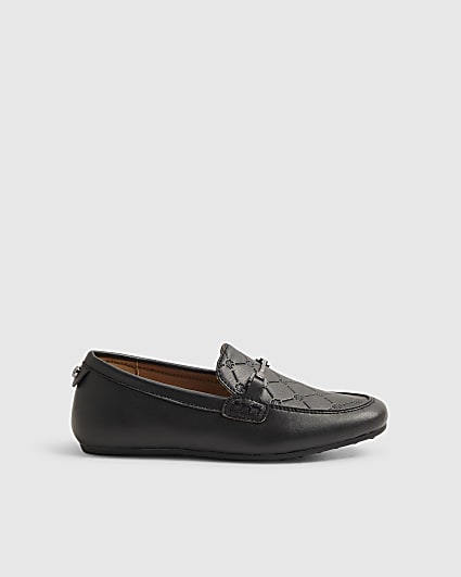 Boys Black Embossed Snaffle Shoes