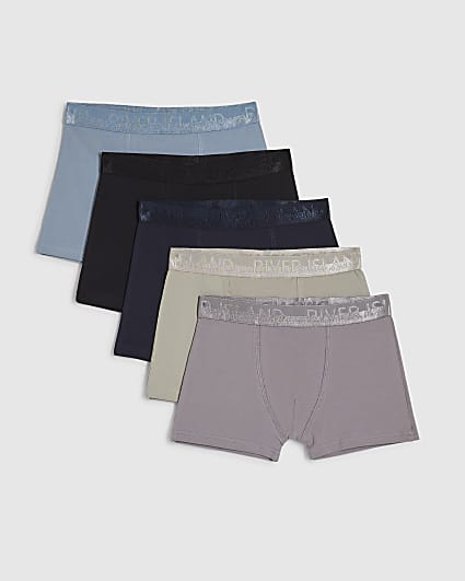 Blue Metallic Pack Of 5 Boxers