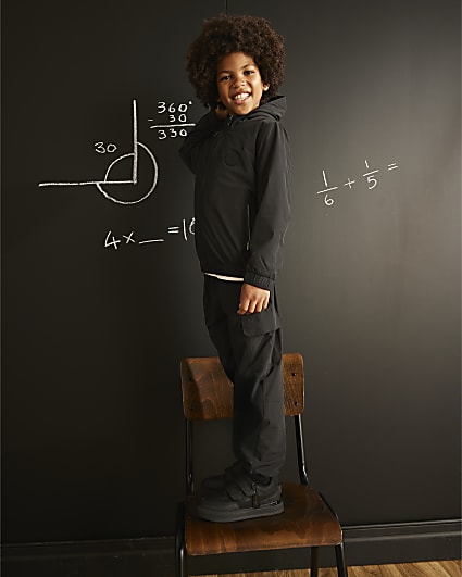 Boys Black Double Velcro Trainers