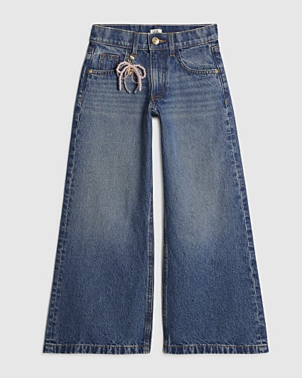 Girls Wide Leg Bow Keychain Jeans