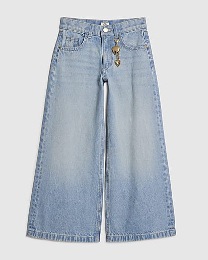 Girls Wide Leg Heart Keyring Jeans