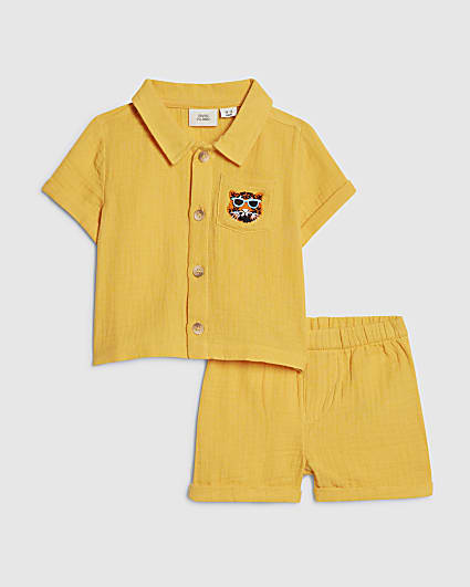 Baby Boys Orange Tiger Cheesecloth Shirt Set