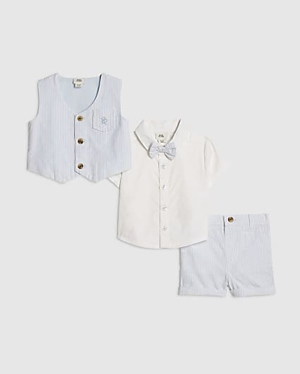 Baby Boys Blue Waistcoat And Shirt Set