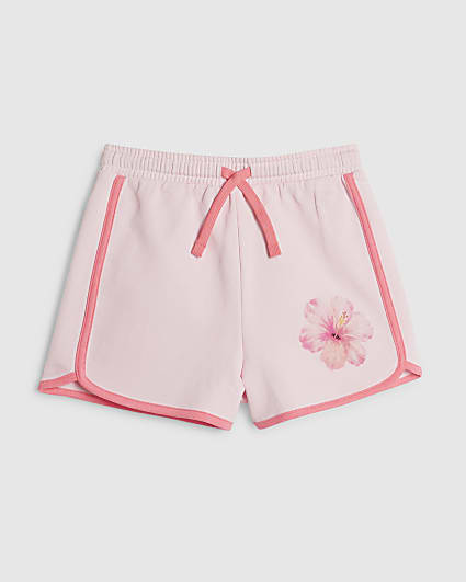Girls Pink Floral Boarder Taped Shorts