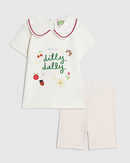 Mini Girls Pink Dilly Dally Cycle Shorts Set