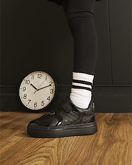 Girls Black Plimsole Trainers