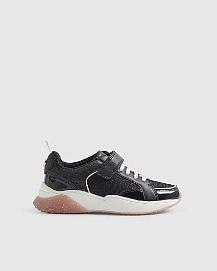 Girls Black Mixed Monogram Bow Trainers