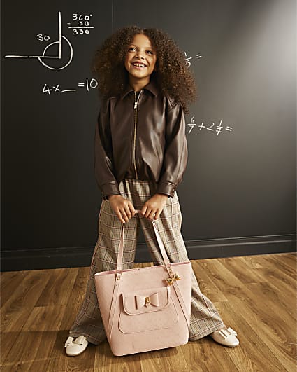 Girls Pink Monogram Padlock Bow Shopper Bag
