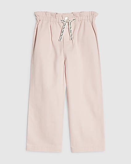 Mini Girls Pink Drawstring Wide Leg Jeans