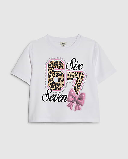 Girls Pink Six Seven 67 Crop T-Shirt
