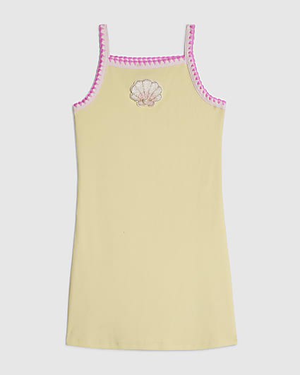 Girls Yellow Whipstitch Shell Fish Cami Dress