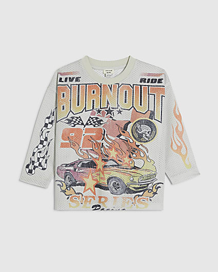 Mini Boys White Mesh Car T-Shirt