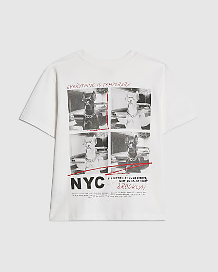 Boys White Photo Dog T-Shirt