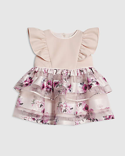Baby Girls Purple Floral Tiered Dress
