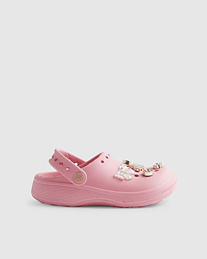 Girls Pink Gem Clogs