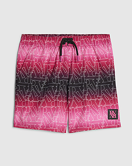 Boys Pink Monogram Ombre Swim Shorts