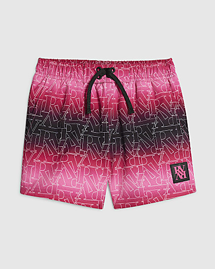 Mini Boys Pink Ombre Monogram Swim Shorts