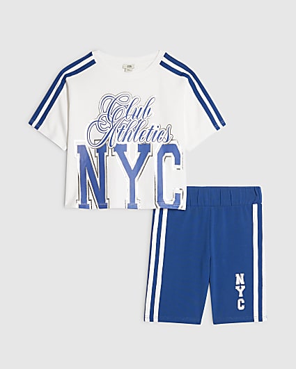 Girls White Cycling Shorts Set