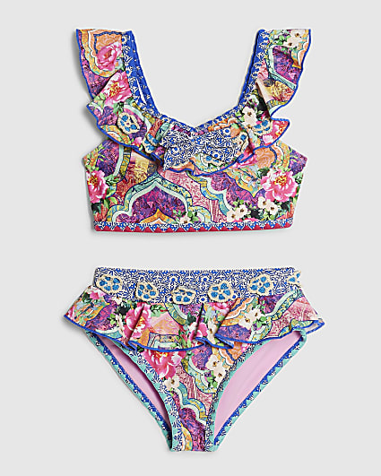 Girls Purple V Neck Bikini