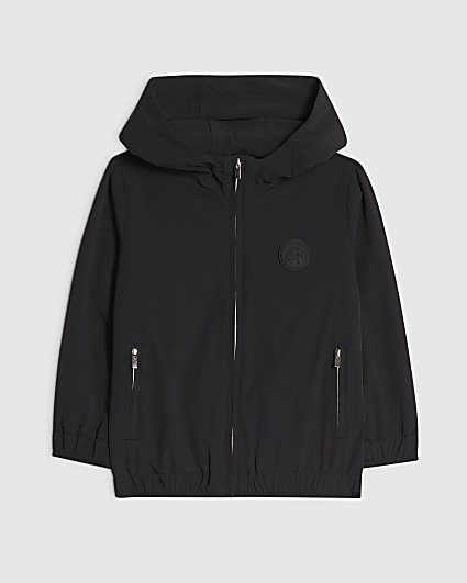 Mini Boys Black Hooded Tech Jacket