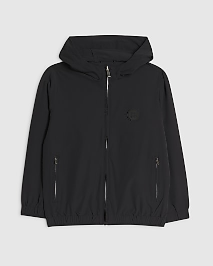 Boys Black Hooded Tech Jacket
