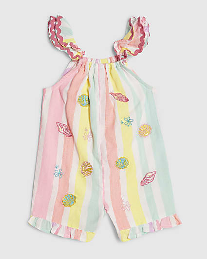 Baby Girls Pink Stripe Sea Shell Romper