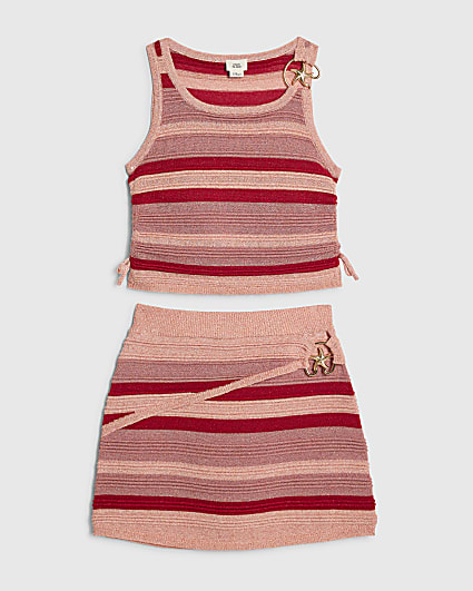 Girls Pink Stripe Starfish Top Set