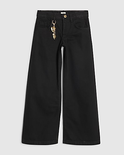 Girls Black Wide Leg Jeans