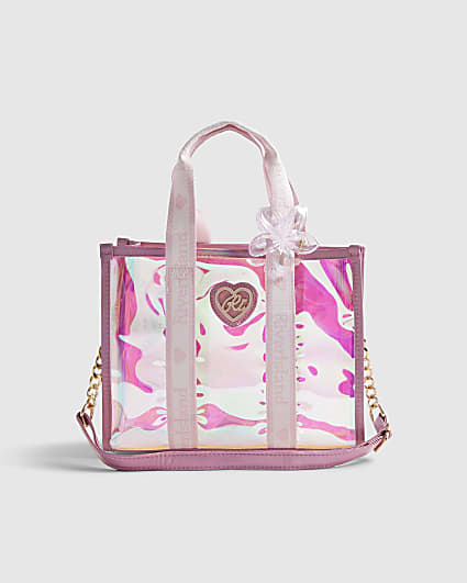 Girls Black Heart Lock Backpack Bundle Bag | River Island