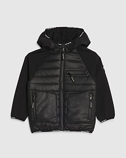 Mini Boys Black Hooded Jacket