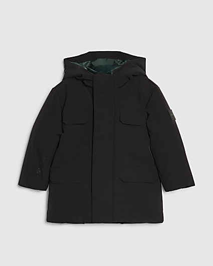 Mini Boys Black MCMXII Hooded Coat