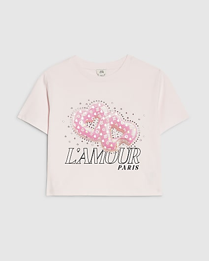 Girls Pink L'amour Donut Crop Top