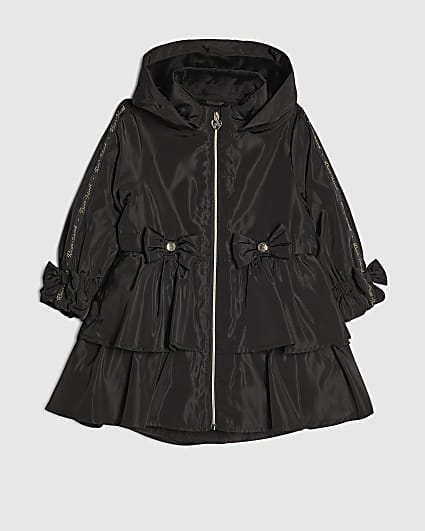 Mini Girls Black Frill Bow Rainmac