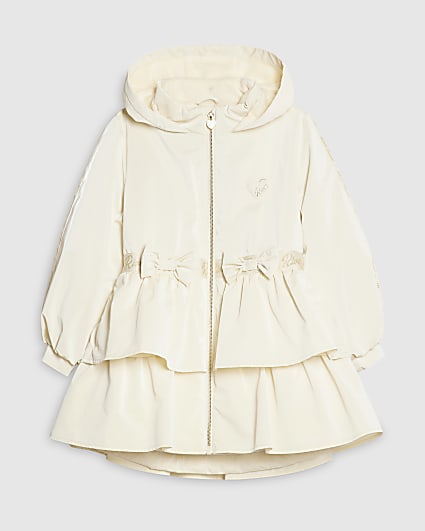 Girls Cream Frill Bow Rainmac