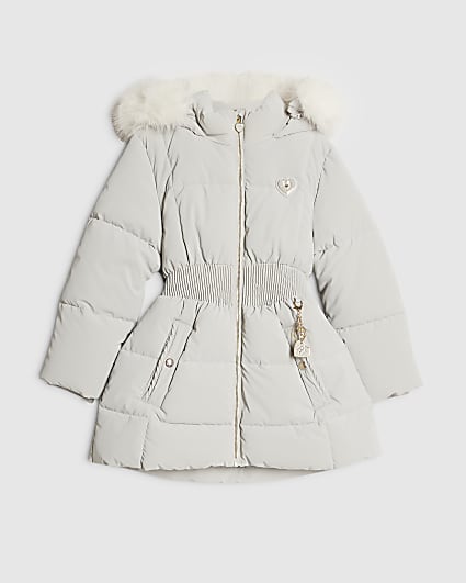 Girls Grey Hooded Padded Coat