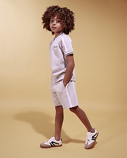 Boys Blue Slim Fit Baseball Polo Set