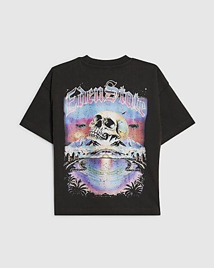 Boys Black Oversized Skull Wash T-Shirt