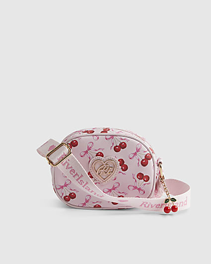 Girls Pink Cherry Oval Cross Body Bag