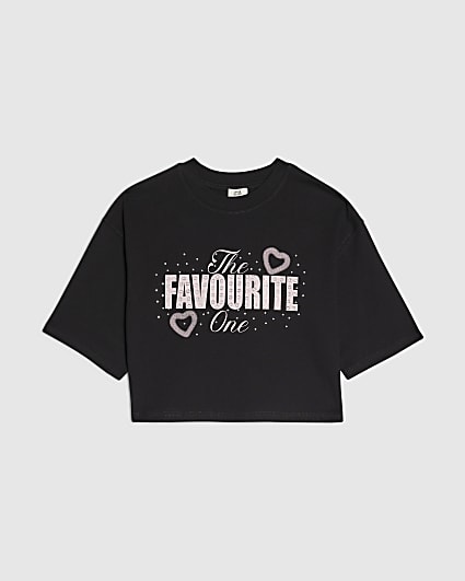 Girls Black The Favourite One Crop T-Shirt