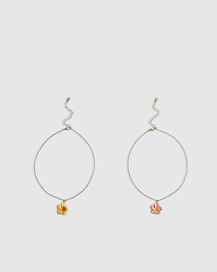 Girls Pink Hibiscus Necklace