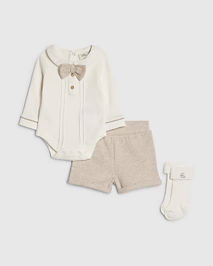 Baby Boys Beige Bodysuit Set