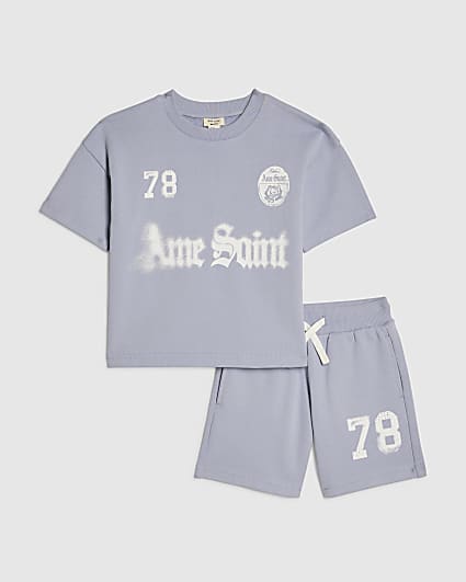 Mini Boys Blue Ame Saint 78 T-Shirt Set