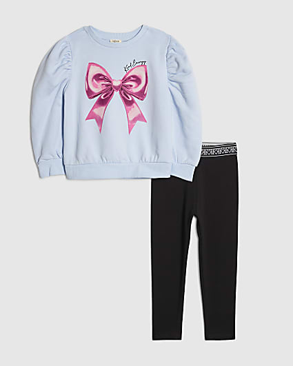 Mini Girls Purple Bow Sweatshirt Set